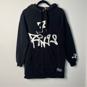 Ariana Grande / 7 rings oversized black long sweater hoodie tunic